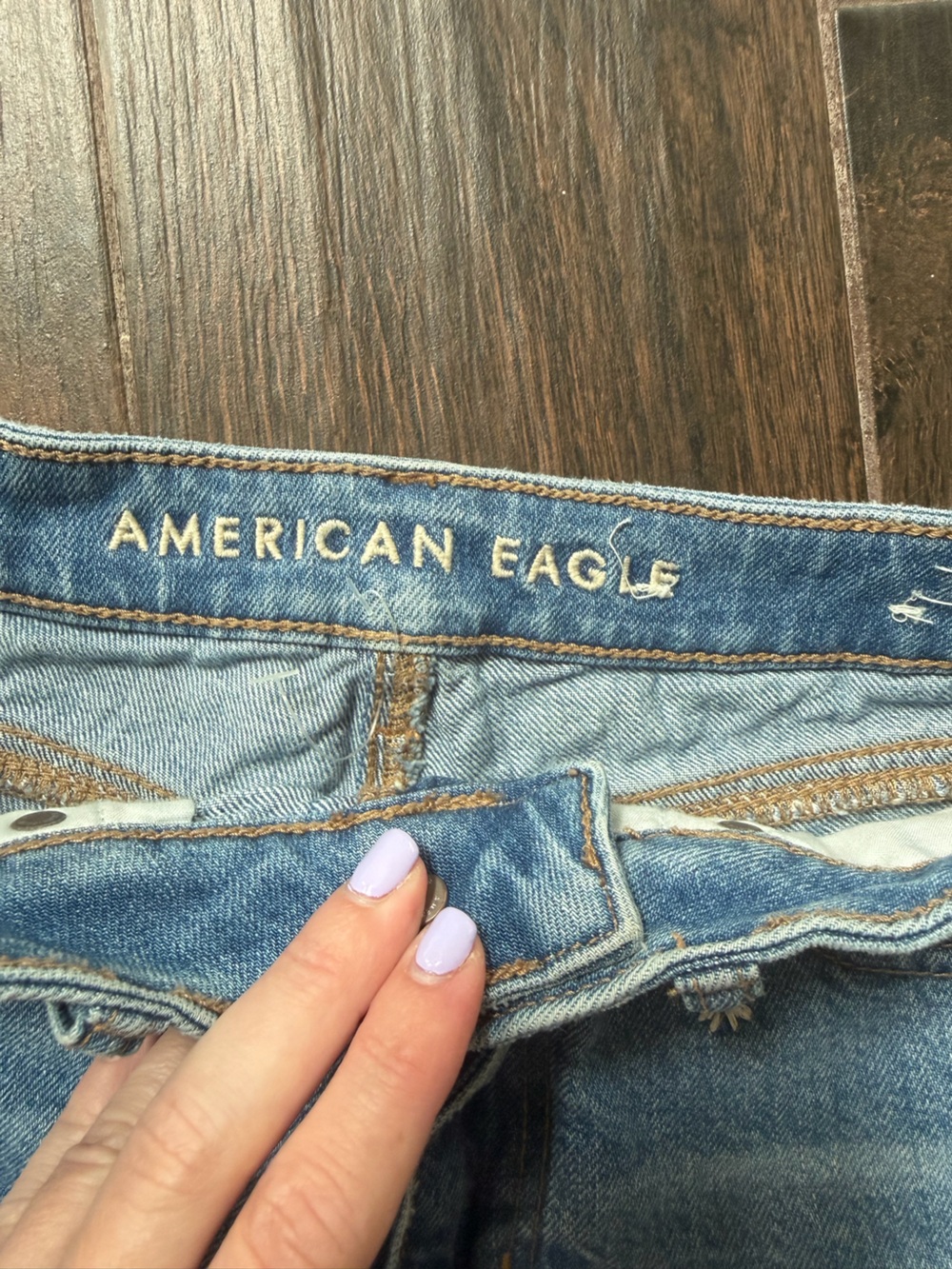 American Eagle Light Blue floral Denim Shorts Womens frayed distressed XXS 00 - Picture 2 of 5